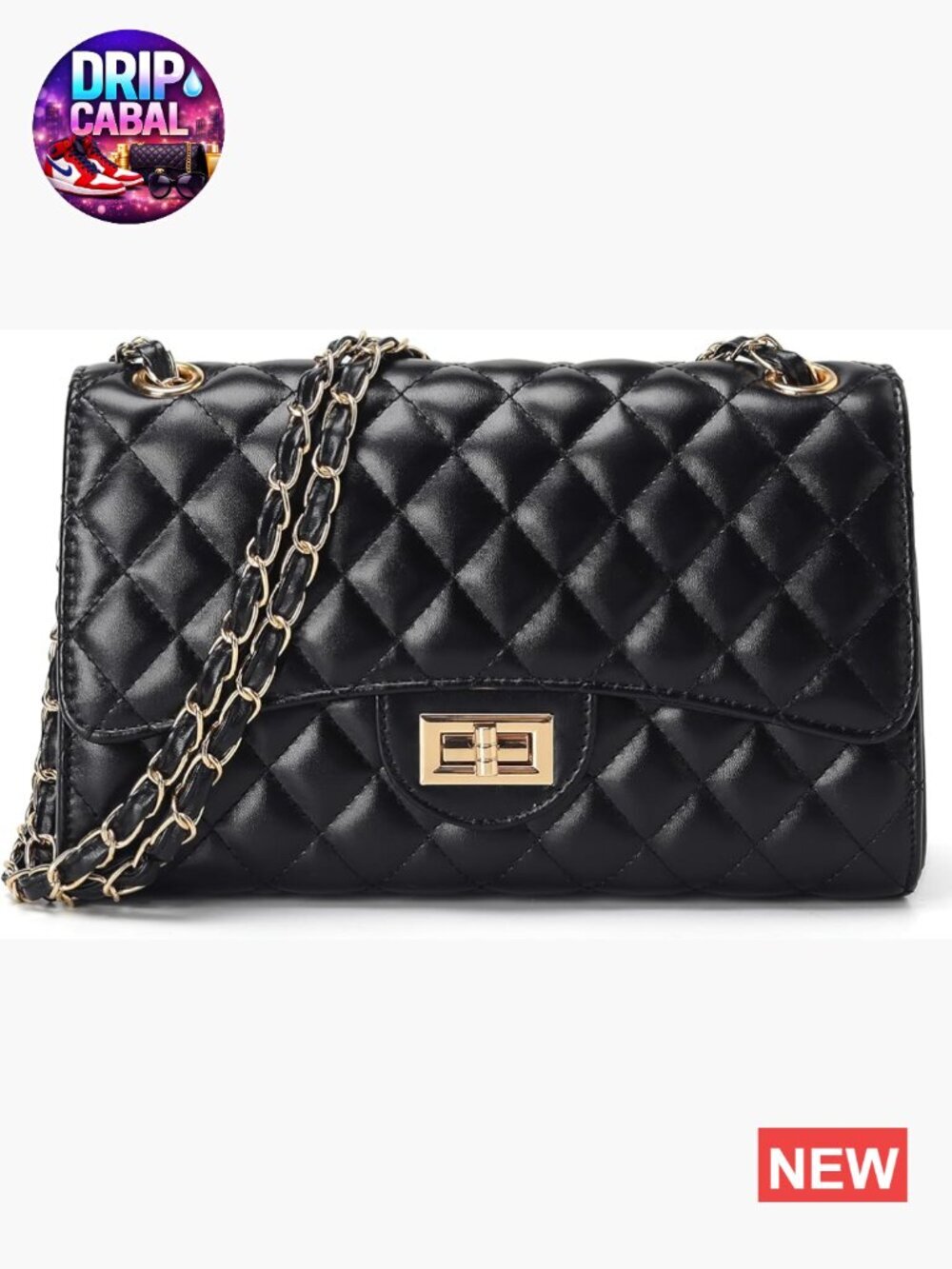 Quilted Faux Leather Satchel Crossbody Bag with Chain Strap